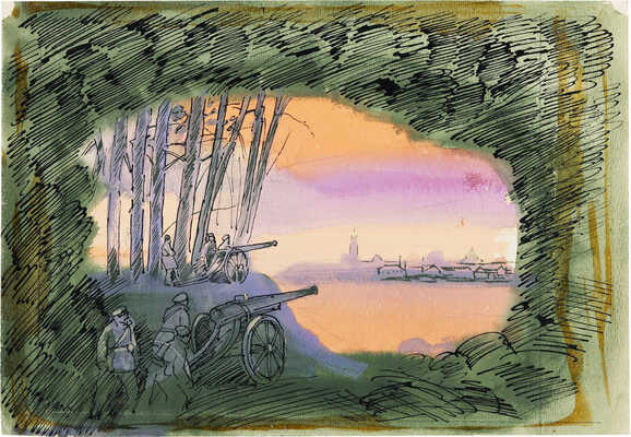 Филипповский Григорий Георгиевич. Эскиз форзаца к роману Л. Разгона «Сила тяжести»